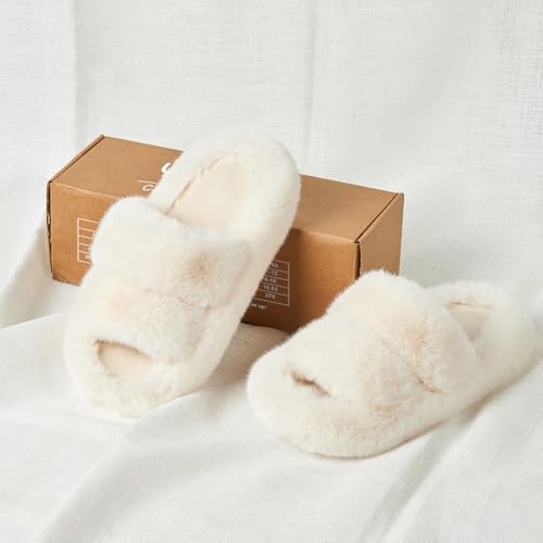 Image of Women's Memory Foam Fluffy Plush Slippers - Cozy Furry Comfy Shoes