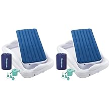 hiccapop Inflatable Toddler Travel Bed with Safety Bumpers [4-Sided], Portable Toddler Bed for Kids, Kids Air Mattress, Toddler Air Mattress - Navy Blue Pack of 2