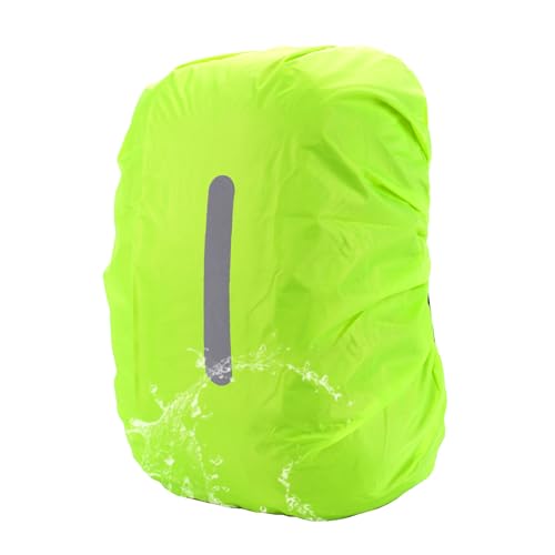 1 Funda impermeable para mochila con tiras reflectantes, talla M (30-40 L), de poliéster hidrófugo, ideal para senderismo, camping y ciclismo, color fluorescente.