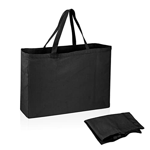 QUOTRE Jutebeutel 50x35x16cm Tragetasche mit Griffen Einkaufstasche stabil&groß, Bag Designertool Tragetasche Stoffbeutel geeignet für Kaufen Schule Arbeit(Schwarz)