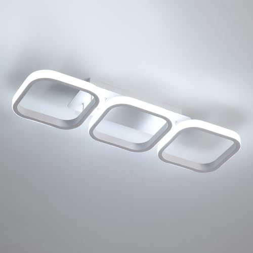 Lumiup LED Ceiling Light, 3 Square Modern Light Fittings Ceilings, 6500K Cool White LED Ceiling Lights for Living Room, Bedroom, Kitchen, Dining Room