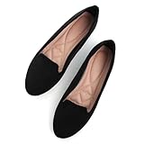 SAILING LU Women Round Toe Flats Comfortable Ballet Flat Shoes for Women Dressy Black Slip-ons Loafers Black Size 8.5
