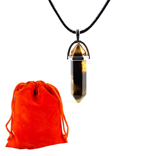 Pandiui23 Colgante de Piedra Natural, collar de chakras de piedra, Colgante Cuenta de Piedras Naturales (Ojo de tigre)