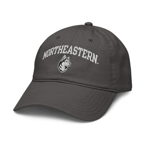 Elite Authentics Northeastern Huskies Arch Over Logo Adjustable Baseball Cap - Adult Unisex Asphalt Grey