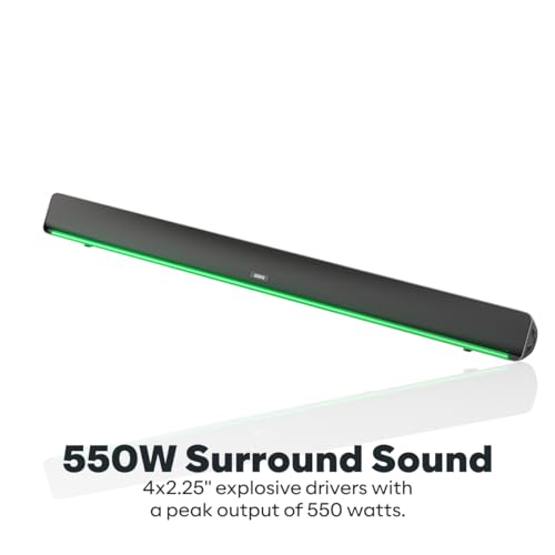 Image of GOVO GoSurround 960W | 550Watt Sound bar, 2.1 Channel Home Theatre, 8 inch subwoofer, HDMI, Opt, AUX, USB & Bluetooth, 4 Equalizer Modes, Stylish Remote & LED Display (Black)