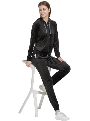 Woolicity Women's Sweatsuits Set 2 Piece Velour Full Zip Hoodie Tracksuits Sportswear with Pocket4