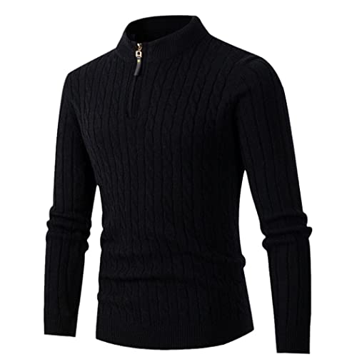 Pull d'hiver en tricot chaud homme noir S aux finitions soignées