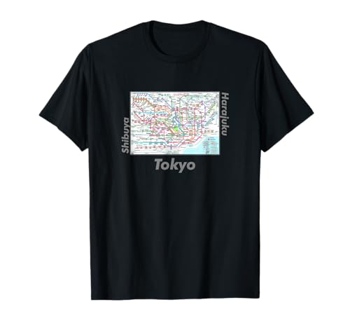 Camiseta gráfica de mapa del sistema de tren del metro de Tokio por MCMA Camiseta