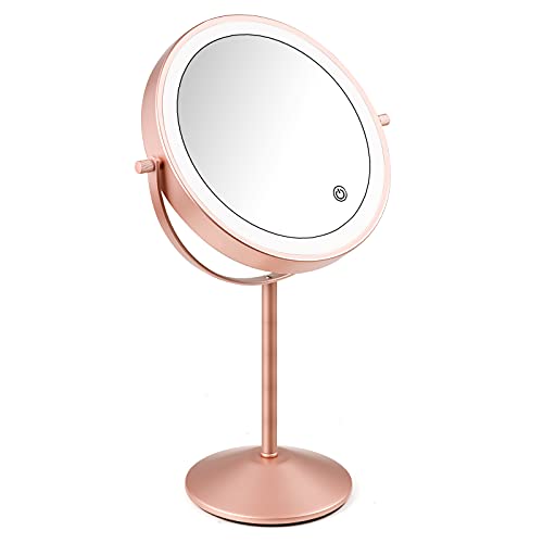 Specchio da trucco LED avanzato: 72 perline di luce LED integrate (36 perline di luce bianca, 36 perle di luce gialla) la cui temperatura di colore è di 6500 K e porta la sfilata di moda dietro le quinte della tua toletta, aiutandoti ad applicare il miglior trucco per il lavoro, per le date, per le feste. Specchio da trucco Micacorn con luci e ingrandimento che simulano la luce solare naturale fornisce il riflesso più preciso del tuo viso
