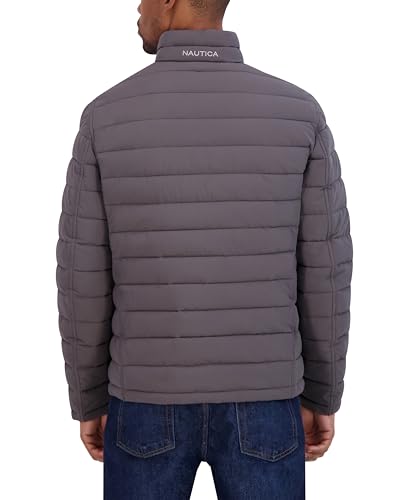 Image of Nautica Men's Reversible Quilted Puffer Jacket -Midweight Mechanical Stretch Winter Coat