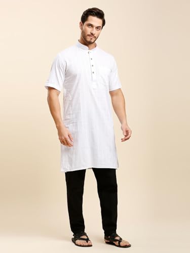 Image of Rajubhai Hargovindas Green Khadi Half Sleeve Kurta
