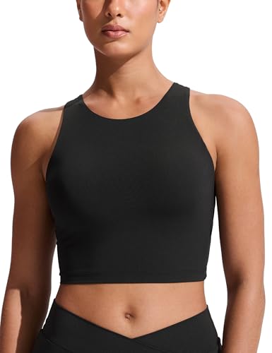 CRZ YOGA Damen Racerback Swim Top Bikini Oberteil Schnell Trocknend Padded Swimsuit Schwarz 38
