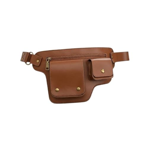 Riñonera marrón de hombre estilo motorista con correa ajustable de estilo clásico