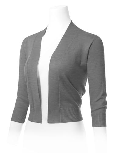 Image of Allsense Women's 3 /4 Sleeve Cropped Shrug Cardigan | Classic Bolero, Open-Front, Lightweight Soft Fine Knit Cover Up