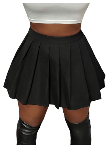 Milumia Women's High Waisted Pleated Mini Skirt Flared A Line Short Skater Skirts