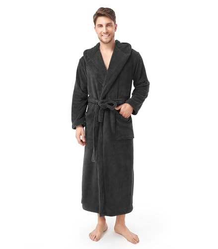 Image of DAVID ARCHY Men's Soft Fleece Plush Robe Full Length Long Bathrobe