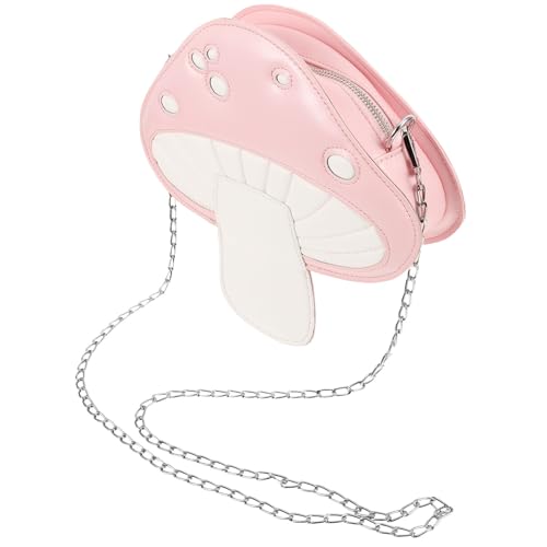 Bolsos de niña tipo bandolera de champiñón en cuero PU rosa para moda infantil de verano