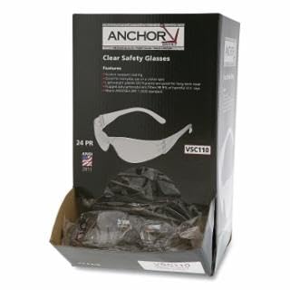Anchor Brand Clear Frameless Safety Glasses, Dispenser Box (24/Box)