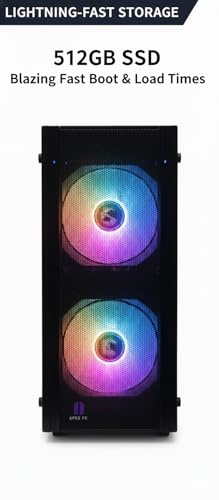 Image of Apex Desktop Computer PC Core i5-4570, 16GB RAM, 512GB SSD, Bluetooth, RGB Lighting Cabinate WiFi, LAN, HDMI, Windows 11, Office 2019, Basic Software Installed 2 Year Warranty