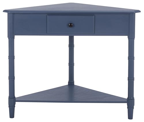 Image of SAFAVIEH Furniture - Gomez 1-Drawer Corner Table - Blue - Solid Wood - Classic Corner Storage Design - Ideal for Entryway, Living Room, Home Office, 33.1 inch W x 17.3 inch D x 28 inch H (AMH5709H)