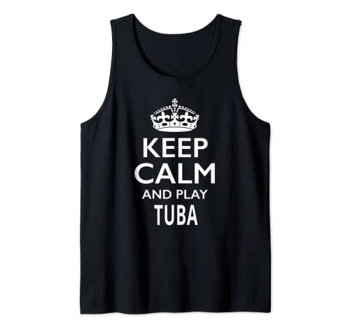 Diseño divertido de instrumento musical Keep Calm and Play Tuba Camiseta sin Mangas