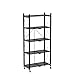DEANIC 5 Tier Foldable Storage Shelves with Wheels, Large Capacity Shelving Unit, Freestanding Metal Wire Shelf Rack, No Assembly Organizer Rack for Garage Kitchen, Basement, Pantry(Black)