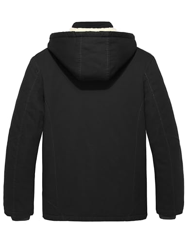 Image of WenVen Men's Winter Sherpa Parka Mid Length Thicken Military Style Warm Jacket with Removable Hood