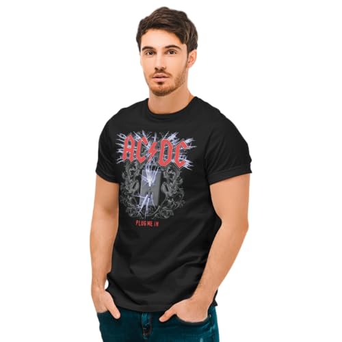 AC/DC Meacdcrts091 Camiseta, Negro, L para Hombre