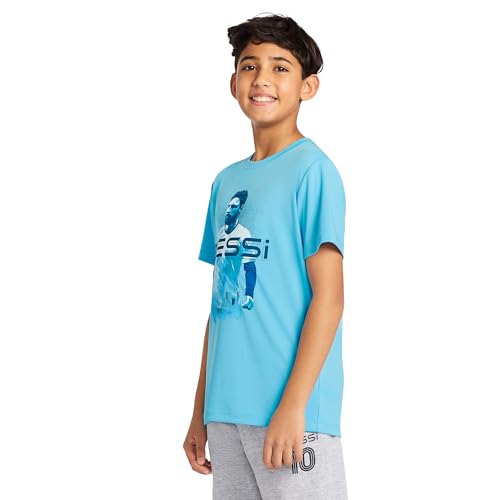 Image of Messi Boys' Lifestyle Short Sleeve Top, Loose-Fit Shirt with Logo, Comfortable, All-Day Wear