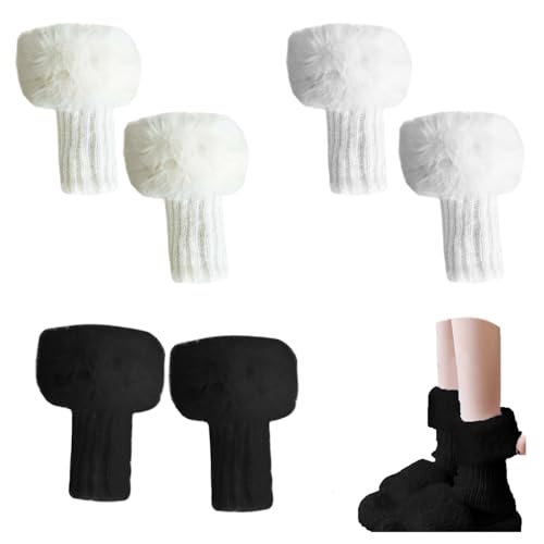 Tahonuss Women Faux Fur Leg Warmers Plush Leg Boot Covers Short Furry Fuzzy Boot Socks Topper Girls Winter Knitted Foot Cuffs