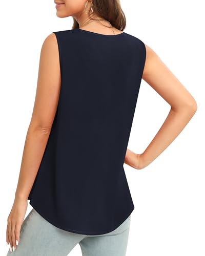 Image of Women's Sleeveless Chiffon Tank Top Business Casual Blouse Tunic Top