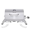 Royal Gourmet GT1001 Stainless Steel Portable Grill, 10000 BTU BBQ Tabletop Gas Grill with Folding Legs and Lockable Lid, Outdoor Camping, Deck and Tailgating, Silver
