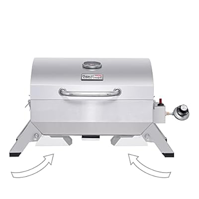 Royal Gourmet GT1001 Stainless Steel Portable Grill, 10000 BTU BBQ Tabletop Gas Grill with Folding Legs and Lockable Lid, Outdoor Camping, Deck and Tailgating, Silver