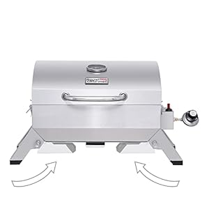 Royal Gourmet GT1001 Stainless Steel Portable Grill, 10000 BTU BBQ Tabletop Gas Grill with Folding Legs and Lockable Lid, Outdoor Camping, Deck and Tailgating, Silver