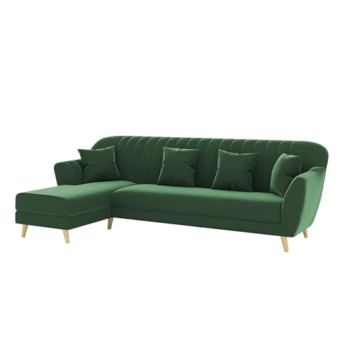 Image of Atticus LHS 6 Seater L Shape Sofa Set for Living Room (Green Fabric) Premium Fabric Sofa Set
