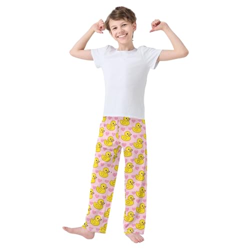 Cute Yellow Rubber Ducks Cute Pajama Pants, Soft Sleepwear Lounge Pants Pajama Pj Bottoms for 6-14 Years2