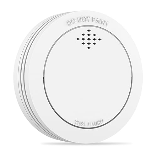 Detector de Humo con Soporte magnético, 10 años Alarma contra Incendios en Red con batería CR123A reemplazable, Alarma de 85 dB, silenciamiento, Advertencia de batería Baja, 1 Unidad