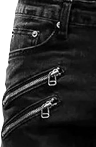 Maiyifu-GJ Men's Slim Fit Biker Jeans Distressed Straight Leg Moto Biker Jeans Ripped Punk Gothic Zipper Denim Pants3