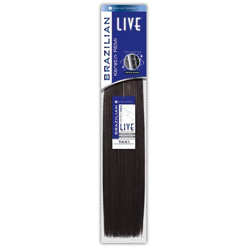 Sensationnel Live 100% Human Hair Keratin Remi Brazilina Yaki 10s" #1 (#1B)