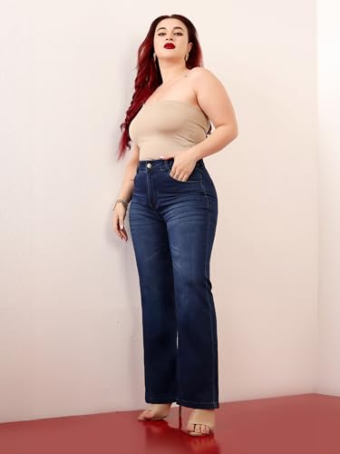 Image of Miss Chase A+ Women's High Rise Regular-Length Stretchable Denim Wide-Leg Shaping Jeans