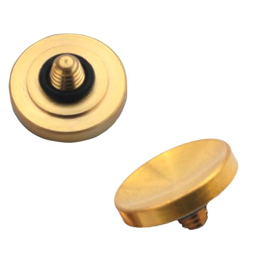 ZZHXSM 2PCS Gold Concave Camera Shutter Buttons 0.43 inch Diameter Gold Pure Copper Plated Buttons for Mechanical Shutter Release Cable Connection to Camera