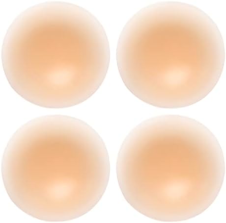 MIBEI Nipple Covers Sticky Adhesive Silicone Pasties Nipple Covers Reusable Bra for Women Nude