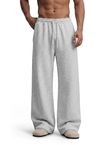 Image of Mens Baggy Sweatpants Wide Leg Loose Open Bottom Uncuffed Gym Casual Lightweight Y2K Pants Relaxed Pocket No Wrinkle