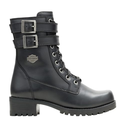 Harley-Davidson Womens Leyton Double Buckle Motorcycle Boot Black 9