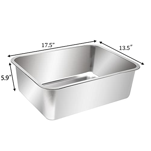 Kichwit Stainless Steel Litter Box For Cat, Non Stick Smooth Surface (17.5" L X 13.5" W X 6" H) #TOP2