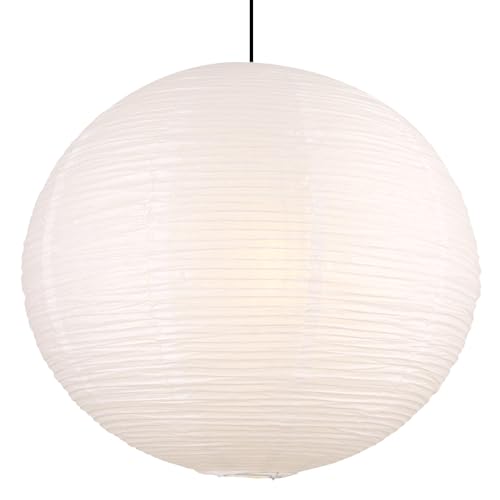 White Paper Lamp Shade, 20''x20'' Large Chinses Paper Lantern Pendant Light Shade,Round Lanpshade Home Decor Ceiling Lampshade, Foldable Lampshade