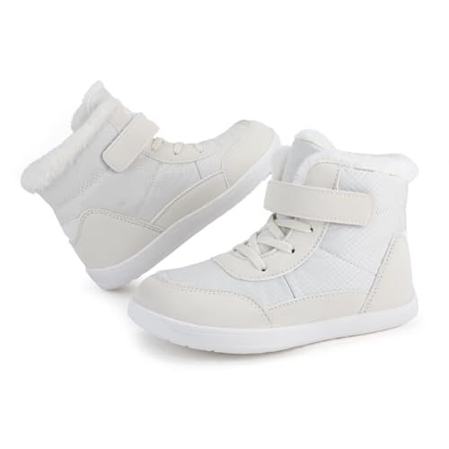 Little Kid Lined Plush Sport Shoes Boys Girls Wide Winter High Top Sneakers Faux F𝐮r Ankle Boots Warm Walking Shoes2