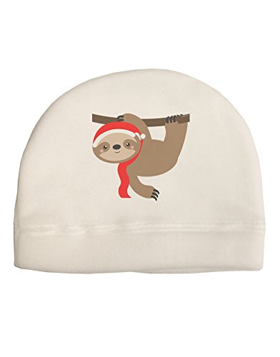 TOOLOUD Cute Christmas Sloth with Santa Hat Child Fleece Beanie Cap Hat White