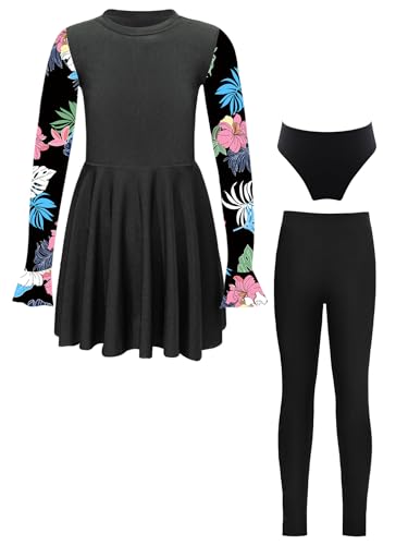 Maillot bain musulman enfant 3 pièces avec haut rash guard et pantalon