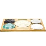 Wenqik Stone Dish Drying Mat for Kitchen Counter Absorbent Heat Resistant Diatomaceous Earth Sink Tray Mat Bamboo Foldable Case Design Pad Dish Rack for Dishes Cups Kitchen Home